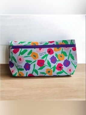 2/$25 NEW Clinique x Donald Bright Floral Makeup Cosmetics Bag Pink Purple Green